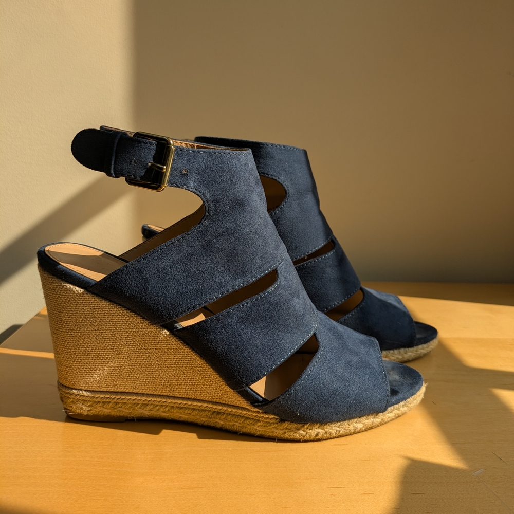 Blue Suede Wedges
